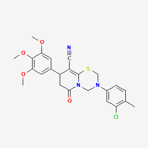 3-(3-chloro-4-methylphenyl)-6-oxo-8-(3,4,5-trimethoxyphenyl)-3,4,7,8-tetrahydro-2H,6H-pyrido[2,1-b][1,3,5]thiadiazine-9-carbonitrile