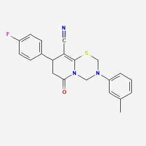 molecular formula C21H18FN3OS B11422769 8-(4-fluorophenyl)-3-(3-methylphenyl)-6-oxo-3,4,7,8-tetrahydro-2H,6H-pyrido[2,1-b][1,3,5]thiadiazine-9-carbonitrile 