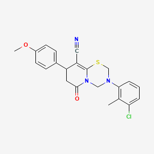 3-(3-chloro-2-methylphenyl)-8-(4-methoxyphenyl)-6-oxo-3,4,7,8-tetrahydro-2H,6H-pyrido[2,1-b][1,3,5]thiadiazine-9-carbonitrile