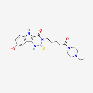 3-[5-(4-ethylpiperazin-1-yl)-5-oxopentyl]-8-methoxy-2-thioxo-1,2,3,5-tetrahydro-4H-pyrimido[5,4-b]indol-4-one