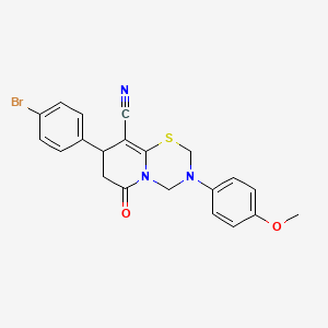 8-(4-bromophenyl)-3-(4-methoxyphenyl)-6-oxo-3,4,7,8-tetrahydro-2H,6H-pyrido[2,1-b][1,3,5]thiadiazine-9-carbonitrile