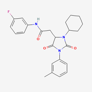 2-[3-cyclohexyl-1-(3-methylphenyl)-2,5-dioxoimidazolidin-4-yl]-N-(3-fluorophenyl)acetamide