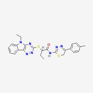 2-({5-Ethyl-5H-[1,2,4]triazino[5,6-B]indol-3-YL}sulfanyl)-N-[5-(4-methylphenyl)-6H-1,3,4-thiadiazin-2-YL]butanamide