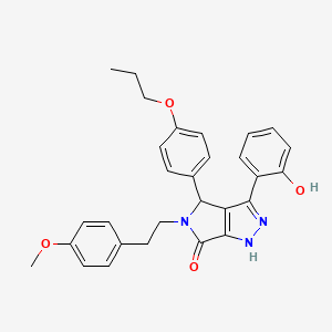 molecular formula C29H29N3O4 B11422867 3-(2-hydroxyphenyl)-5-[2-(4-methoxyphenyl)ethyl]-4-(4-propoxyphenyl)-4,5-dihydropyrrolo[3,4-c]pyrazol-6(1H)-one 