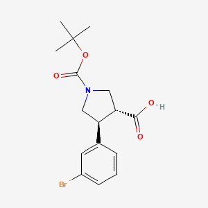 molecular formula C₁₆H₂₀BrNO₄ B1142291 (3R,4S)-4-(3-Bromophenyl)-1-(tert-butoxycarbonyl)pyrrolidine-3-carboxylic acid CAS No. 959582-16-2