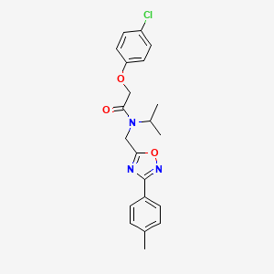 molecular formula C21H22ClN3O3 B11422912 2-(4-chlorophenoxy)-N-{[3-(4-methylphenyl)-1,2,4-oxadiazol-5-yl]methyl}-N-(propan-2-yl)acetamide 