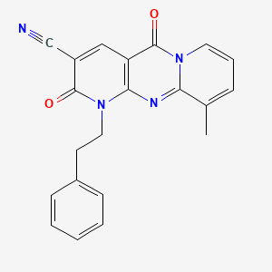 11-methyl-2,6-dioxo-7-(2-phenylethyl)-1,7,9-triazatricyclo[8.4.0.03,8]tetradeca-3(8),4,9,11,13-pentaene-5-carbonitrile