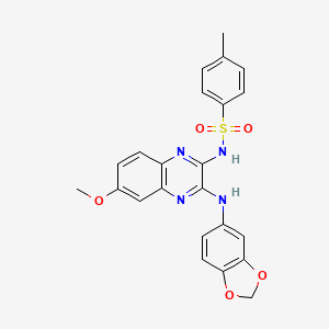 molecular formula C23H20N4O5S B11422949 N-[3-(1,3-benzodioxol-5-ylamino)-6-methoxyquinoxalin-2-yl]-4-methylbenzenesulfonamide 