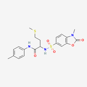 molecular formula C20H23N3O5S2 B11422985 2-(3-Methyl-2-oxo-2,3-dihydro-1,3-benzoxazole-6-sulfonamido)-N-(4-methylphenyl)-4-(methylsulfanyl)butanamide CAS No. 1086409-83-7