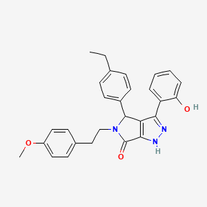 molecular formula C28H27N3O3 B11422993 4-(4-ethylphenyl)-3-(2-hydroxyphenyl)-5-[2-(4-methoxyphenyl)ethyl]-4,5-dihydropyrrolo[3,4-c]pyrazol-6(1H)-one 