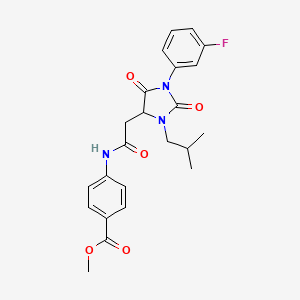 Methyl 4-({[1-(3-fluorophenyl)-3-(2-methylpropyl)-2,5-dioxoimidazolidin-4-yl]acetyl}amino)benzoate