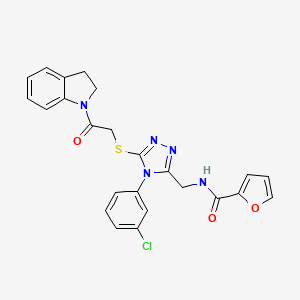 molecular formula C24H20ClN5O3S B11423042 N-((4-(3-chlorophenyl)-5-((2-(indolin-1-yl)-2-oxoethyl)thio)-4H-1,2,4-triazol-3-yl)methyl)furan-2-carboxamide 