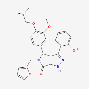 molecular formula C27H27N3O5 B11423044 5-(furan-2-ylmethyl)-3-(2-hydroxyphenyl)-4-[3-methoxy-4-(2-methylpropoxy)phenyl]-4,5-dihydropyrrolo[3,4-c]pyrazol-6(1H)-one 