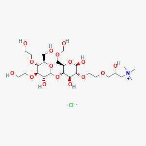 molecular formula (C₁₆H₄₂Cl₂N₂O₇)ₓ . (C₁₂H₂₁O₁₁)z B1142311 Polyquaternium-10 CAS No. 81859-24-7