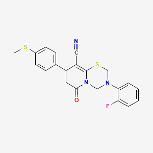 3-(2-fluorophenyl)-8-[4-(methylsulfanyl)phenyl]-6-oxo-3,4,7,8-tetrahydro-2H,6H-pyrido[2,1-b][1,3,5]thiadiazine-9-carbonitrile