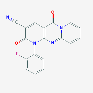 7-(2-fluorophenyl)-2,6-dioxo-1,7,9-triazatricyclo[8.4.0.03,8]tetradeca-3(8),4,9,11,13-pentaene-5-carbonitrile