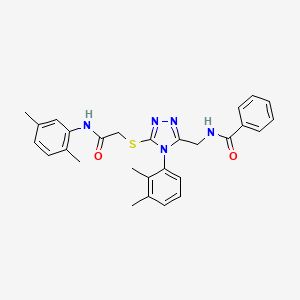 molecular formula C28H29N5O2S B11423155 N-{[4-(2,3-Dimethylphenyl)-5-({[(2,5-dimethylphenyl)carbamoyl]methyl}sulfanyl)-4H-1,2,4-triazol-3-YL]methyl}benzamide 