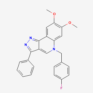 molecular formula C25H20FN3O2 B11423165 5-[(4-Fluorophenyl)methyl]-7,8-dimethoxy-3-phenylpyrazolo[4,3-c]quinoline 