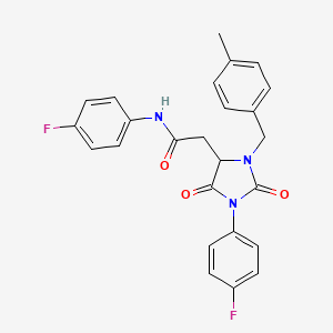 N-(4-fluorophenyl)-2-[1-(4-fluorophenyl)-3-(4-methylbenzyl)-2,5-dioxoimidazolidin-4-yl]acetamide