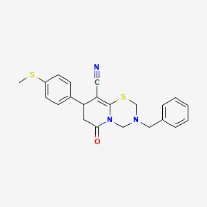 molecular formula C22H21N3OS2 B11423231 3-benzyl-8-[4-(methylsulfanyl)phenyl]-6-oxo-3,4,7,8-tetrahydro-2H,6H-pyrido[2,1-b][1,3,5]thiadiazine-9-carbonitrile 