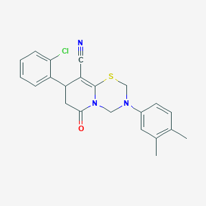 8-(2-chlorophenyl)-3-(3,4-dimethylphenyl)-6-oxo-3,4,7,8-tetrahydro-2H,6H-pyrido[2,1-b][1,3,5]thiadiazine-9-carbonitrile