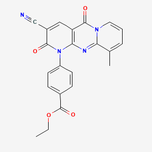 molecular formula C22H16N4O4 B11423270 ethyl 4-(5-cyano-11-methyl-2,6-dioxo-1,7,9-triazatricyclo[8.4.0.03,8]tetradeca-3(8),4,9,11,13-pentaen-7-yl)benzoate 