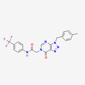 molecular formula C21H17F3N6O2 B11423376 2-[3-(4-methylbenzyl)-7-oxo-3,7-dihydro-6H-[1,2,3]triazolo[4,5-d]pyrimidin-6-yl]-N-[4-(trifluoromethyl)phenyl]acetamide 