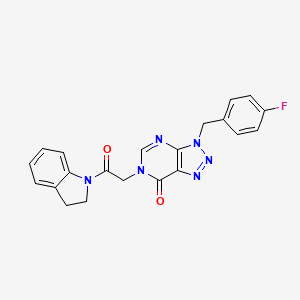 molecular formula C21H17FN6O2 B11423390 3-(4-fluorobenzyl)-6-(2-(indolin-1-yl)-2-oxoethyl)-3H-[1,2,3]triazolo[4,5-d]pyrimidin-7(6H)-one 