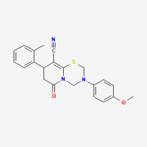 3-(4-methoxyphenyl)-8-(2-methylphenyl)-6-oxo-3,4,7,8-tetrahydro-2H,6H-pyrido[2,1-b][1,3,5]thiadiazine-9-carbonitrile