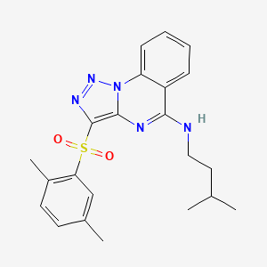 molecular formula C22H25N5O2S B11423402 3-[(2,5-dimethylphenyl)sulfonyl]-N-(3-methylbutyl)[1,2,3]triazolo[1,5-a]quinazolin-5-amine 