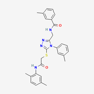 molecular formula C28H29N5O2S B11423448 N-{[5-({[(2,5-Dimethylphenyl)carbamoyl]methyl}sulfanyl)-4-(3-methylphenyl)-4H-1,2,4-triazol-3-YL]methyl}-3-methylbenzamide 