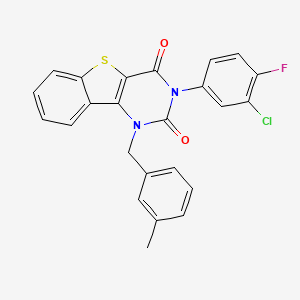 molecular formula C24H16ClFN2O2S B11423462 3-(3-chloro-4-fluorophenyl)-1-(3-methylbenzyl)[1]benzothieno[3,2-d]pyrimidine-2,4(1H,3H)-dione 