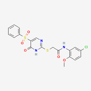 2-[[5-(benzenesulfonyl)-6-oxo-1H-pyrimidin-2-yl]sulfanyl]-N-(5-chloro-2-methoxyphenyl)acetamide