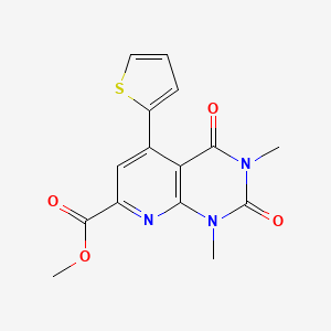 molecular formula C15H13N3O4S B11423490 Methyl 1,3-dimethyl-2,4-dioxo-5-(thiophen-2-yl)-1,2,3,4-tetrahydropyrido[2,3-d]pyrimidine-7-carboxylate 