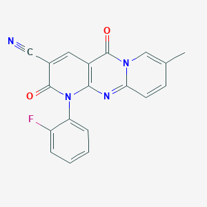 7-(2-fluorophenyl)-13-methyl-2,6-dioxo-1,7,9-triazatricyclo[8.4.0.03,8]tetradeca-3(8),4,9,11,13-pentaene-5-carbonitrile