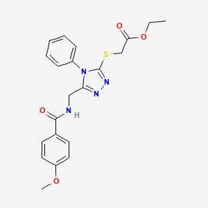 Ethyl 2-[(5-{[(4-methoxyphenyl)formamido]methyl}-4-phenyl-4H-1,2,4-triazol-3-YL)sulfanyl]acetate