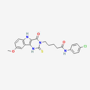 N-(4-chlorophenyl)-5-(8-methoxy-4-oxo-2-thioxo-1,2,4,5-tetrahydro-3H-pyrimido[5,4-b]indol-3-yl)pentanamide