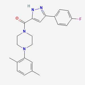 molecular formula C22H23FN4O B11423685 1-(2,5-Dimethylphenyl)-4-[3-(4-fluorophenyl)-1H-pyrazole-5-carbonyl]piperazine 