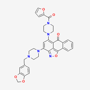 3-[4-(1,3-Benzodioxol-5-ylmethyl)piperazino]-5-[4-(2-furylcarbonyl)piperazino]-6H-anthra[1,9-CD]isoxazol-6-one