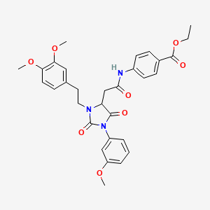 molecular formula C31H33N3O8 B11423699 Ethyl 4-[({3-[2-(3,4-dimethoxyphenyl)ethyl]-1-(3-methoxyphenyl)-2,5-dioxoimidazolidin-4-yl}acetyl)amino]benzoate 