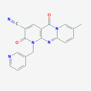 13-methyl-2,6-dioxo-7-(pyridin-3-ylmethyl)-1,7,9-triazatricyclo[8.4.0.03,8]tetradeca-3(8),4,9,11,13-pentaene-5-carbonitrile