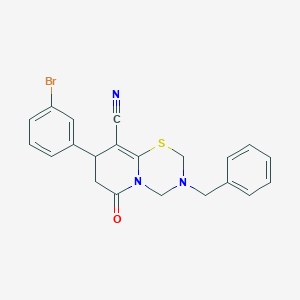 molecular formula C21H18BrN3OS B11423798 3-benzyl-8-(3-bromophenyl)-6-oxo-3,4,7,8-tetrahydro-2H,6H-pyrido[2,1-b][1,3,5]thiadiazine-9-carbonitrile 