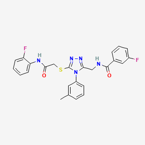 molecular formula C25H21F2N5O2S B11423856 3-Fluoro-N-{[5-({[(2-fluorophenyl)carbamoyl]methyl}sulfanyl)-4-(3-methylphenyl)-4H-1,2,4-triazol-3-YL]methyl}benzamide 