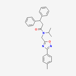 molecular formula C28H29N3O2 B11423864 N-{[3-(4-methylphenyl)-1,2,4-oxadiazol-5-yl]methyl}-3,3-diphenyl-N-(propan-2-yl)propanamide 