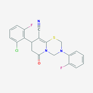 8-(2-chloro-6-fluorophenyl)-3-(2-fluorophenyl)-6-oxo-3,4,7,8-tetrahydro-2H,6H-pyrido[2,1-b][1,3,5]thiadiazine-9-carbonitrile