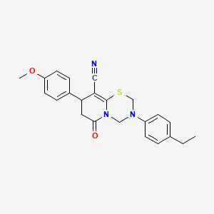 3-(4-ethylphenyl)-8-(4-methoxyphenyl)-6-oxo-3,4,7,8-tetrahydro-2H,6H-pyrido[2,1-b][1,3,5]thiadiazine-9-carbonitrile