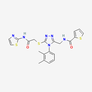 molecular formula C21H20N6O2S3 B11423961 N-{[4-(2,3-Dimethylphenyl)-5-({[(1,3-thiazol-2-YL)carbamoyl]methyl}sulfanyl)-4H-1,2,4-triazol-3-YL]methyl}thiophene-2-carboxamide 