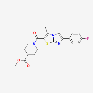 Ethyl 1-[6-(4-fluorophenyl)-3-methylimidazo[2,1-b][1,3]thiazole-2-carbonyl]piperidine-4-carboxylate