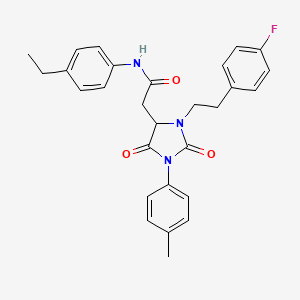 N-(4-ethylphenyl)-2-{3-[2-(4-fluorophenyl)ethyl]-1-(4-methylphenyl)-2,5-dioxoimidazolidin-4-yl}acetamide