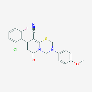 molecular formula C21H17ClFN3O2S B11423983 8-(2-chloro-6-fluorophenyl)-3-(4-methoxyphenyl)-6-oxo-3,4,7,8-tetrahydro-2H,6H-pyrido[2,1-b][1,3,5]thiadiazine-9-carbonitrile 